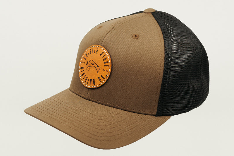 Coyote Brown / Black Flexfit Mesh Cap Circle Patch