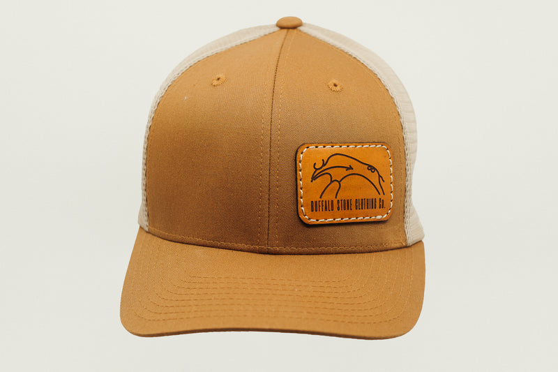 Caramel / Khaki Flexfit Mesh Cap Rectangle Patch