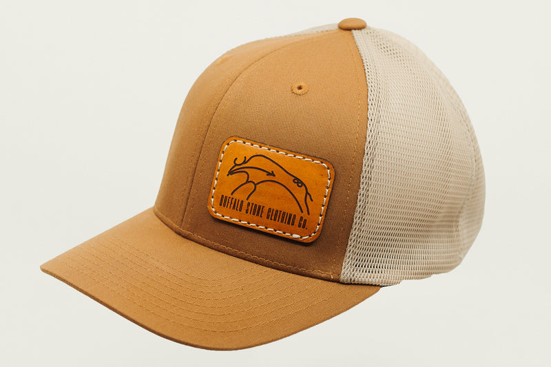 Caramel / Khaki Flexfit Mesh Cap Rectangle Patch