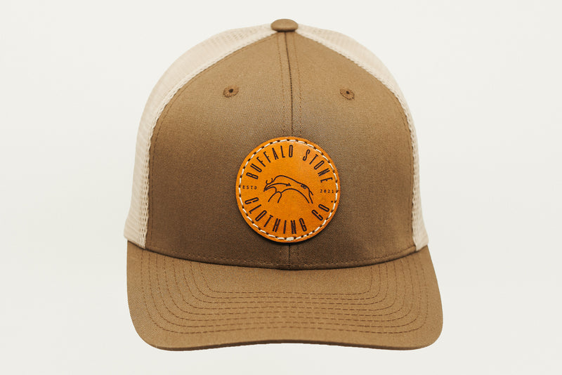 Coyote Brown / Khaki Flexfit Mesh Cap Circle Patch