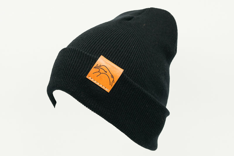 Black Cuffed Toque with Flip Tag