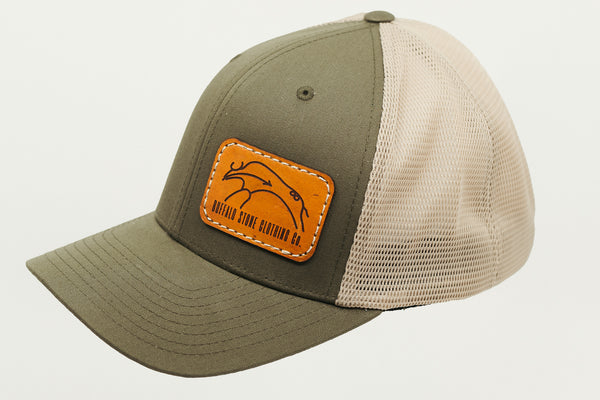 Olive / Khaki Flexfit Mesh Cap Rectangle Patch