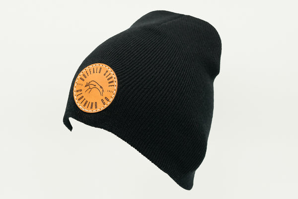Black Beanie Toque with Circle Patch