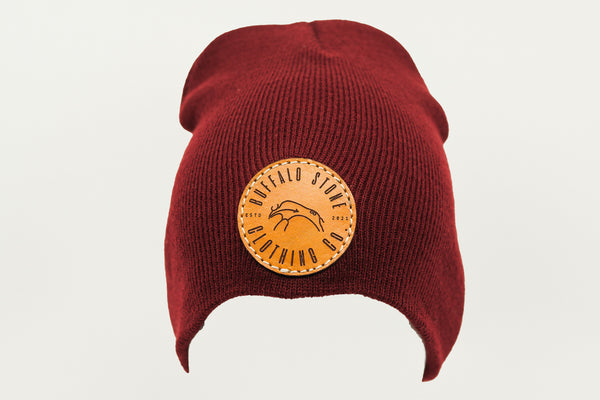 Maroon Beanie Toque with Circle Patch