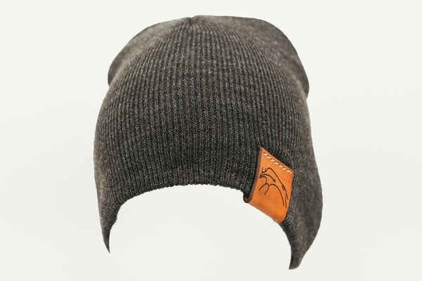 Dark Grey Beanie Toque with Flip Tag