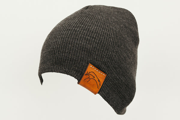 Dark Grey Beanie Toque with Flip Tag