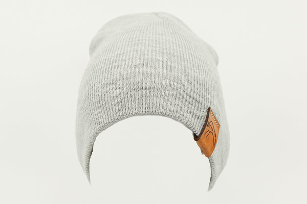 Heather Grey Beanie Toque with Flip Tag