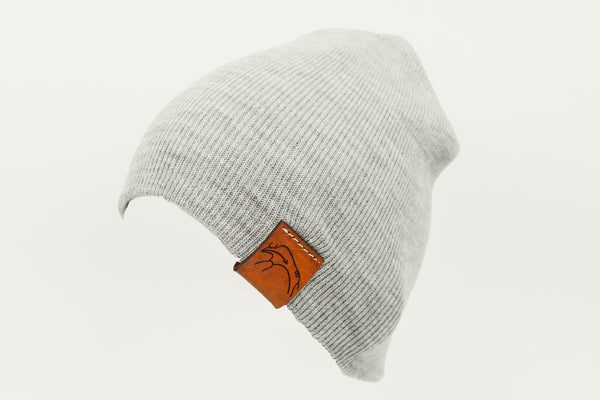 Heather Grey Beanie Toque with Flip Tag