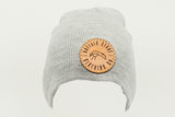 Heather Grey Beanie Toque with Circle Patch