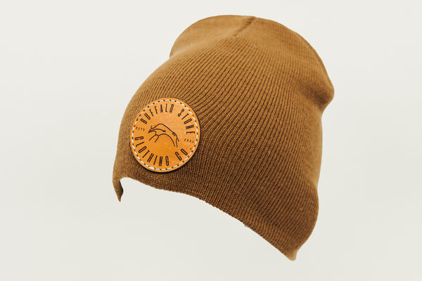 Caramel Beanie Toque with Circle Patch