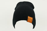 Black Beanie Toque with Flip Tag