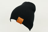 Black Beanie Toque with Flip Tag