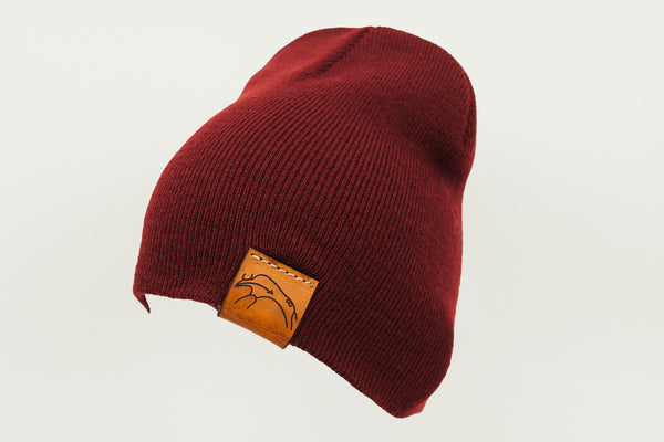 Maroon Beanie Toque with Flip Tag