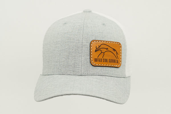 Heather Grey / White Flexfit Mesh Cap Rectangle Patch