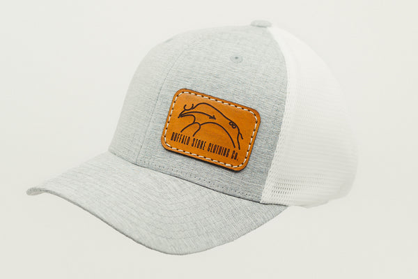 Heather Grey / White Flexfit Mesh Cap Rectangle Patch