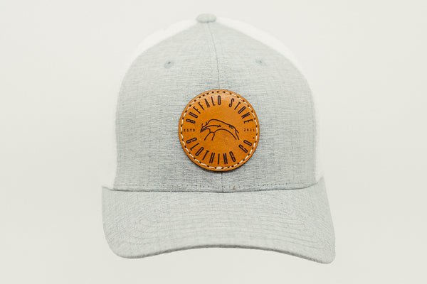 Heather Grey / White Flexfit Mesh Cap Circle Patch