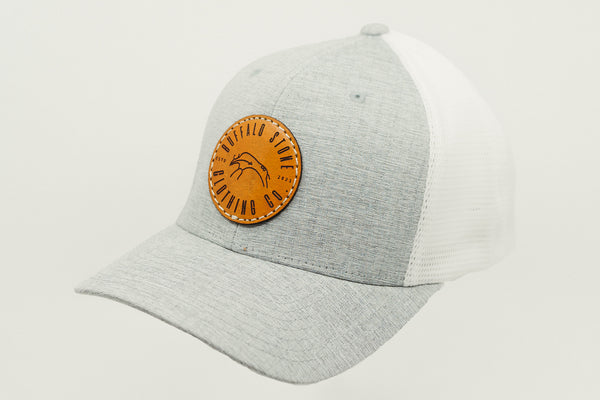 Heather Grey / White Flexfit Mesh Cap Circle Patch