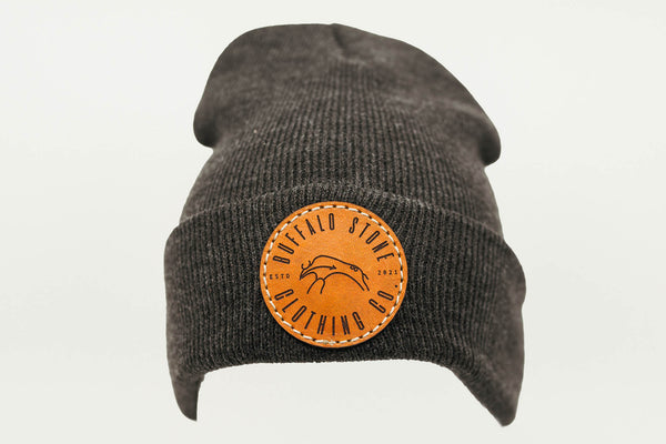 Dark Grey Cuffed Toque with Circle Patch