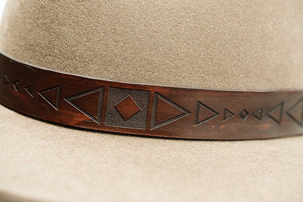 Fedora with leather geometric Blackfoot designs