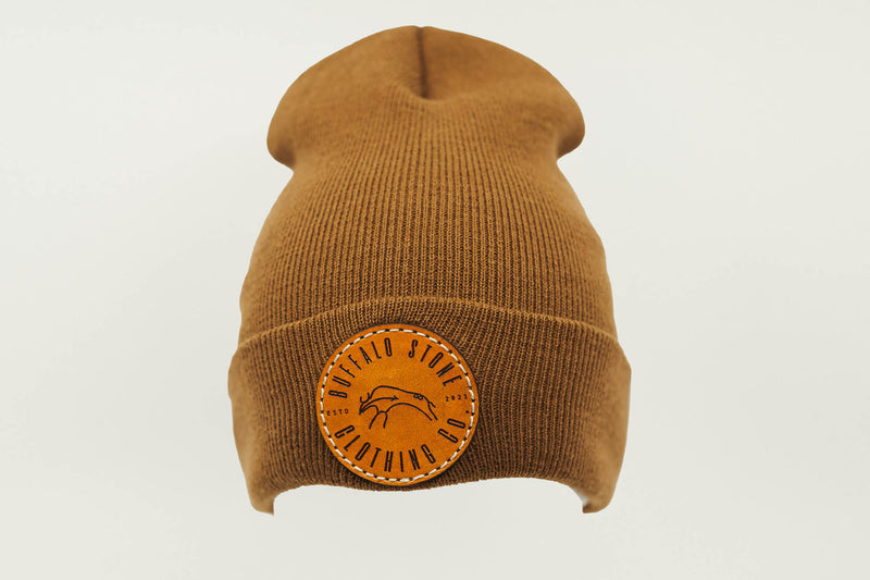 Caramel Cuffed Toque with Circle Patch