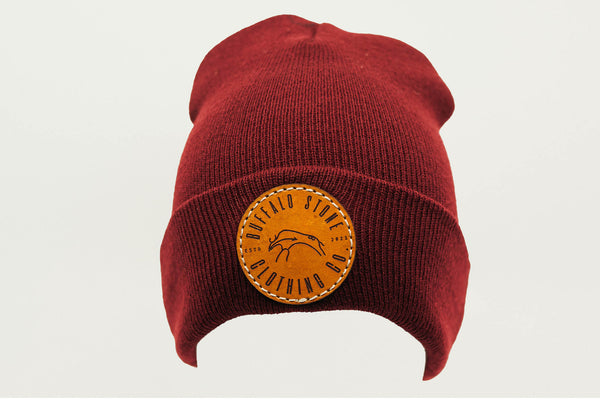 Maroon Cuffed Toque with Circle Patch