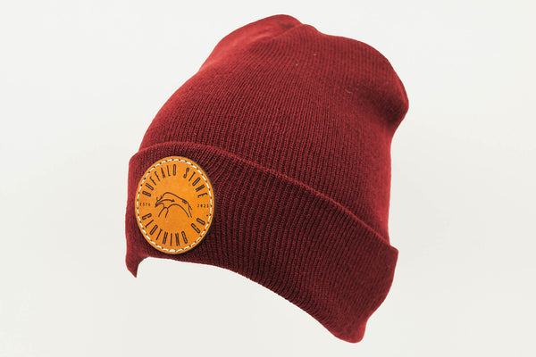 Maroon Cuffed Toque with Circle Patch